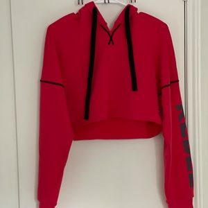Rebel Athletic Open BackCropped Hoodie in Red Hot